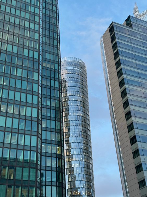 Skyscrapers in the business district of La Défense, Paris, showcasing modern architecture.